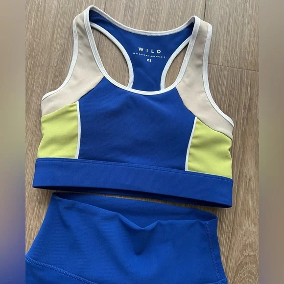 Anthropologie Wilo The Label Pink Ribbed 2 pc Activewear Brand NWT blue - Picture 2 of 6